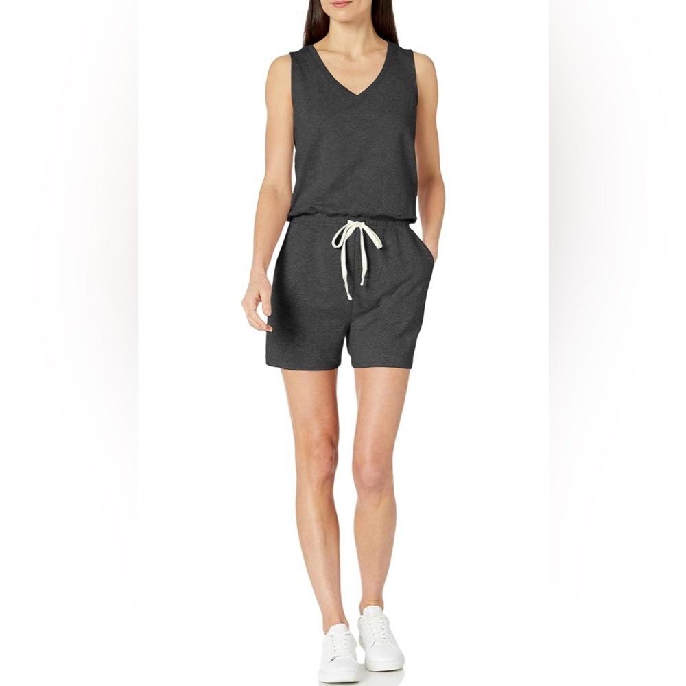 Amazon Essentials Women's Studio Terry Fleece Romper size M charcoal Heather